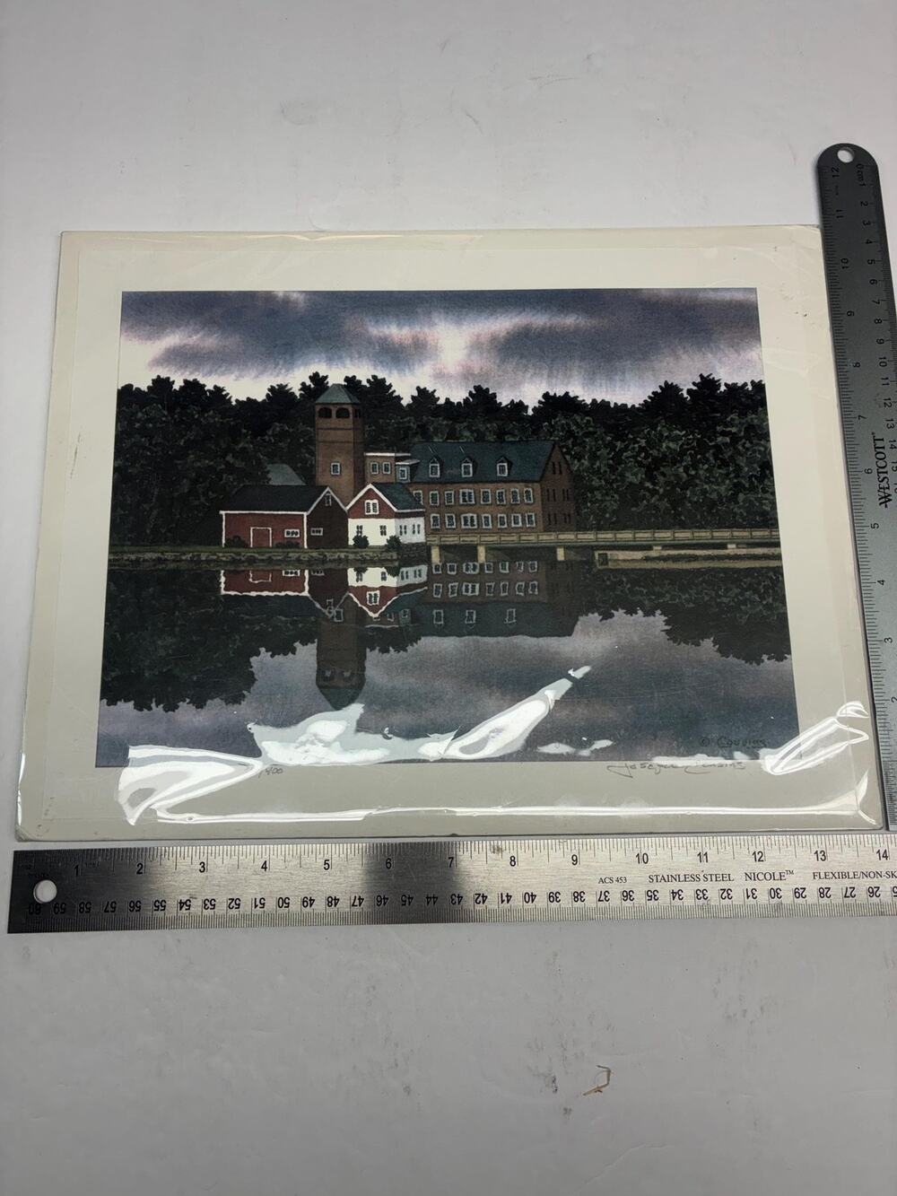 Signed Joseph Cousins Maine Mill Art Print 39/400, New England Landscape